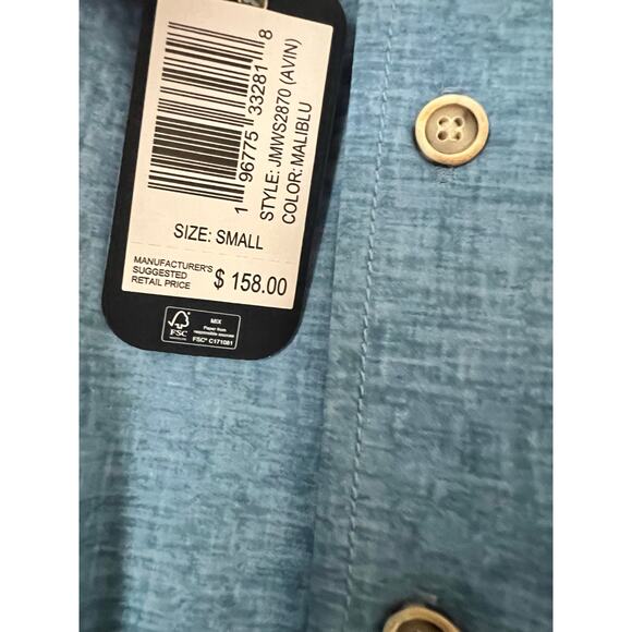 NEW NWT $158 johnnie-O Avin Jersey Knit Button Up Shirt Maliblu Blue Size S - Picture 3 of 8
